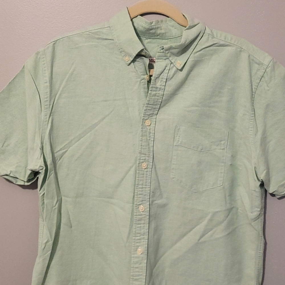 Mens pale green short sleeved button down